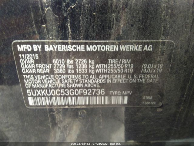 5UXKU0C53G0F92736 BMW X6 Sdrive35i