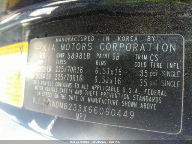 KNDMB233X66060449 KIA Sedona Lx/ex