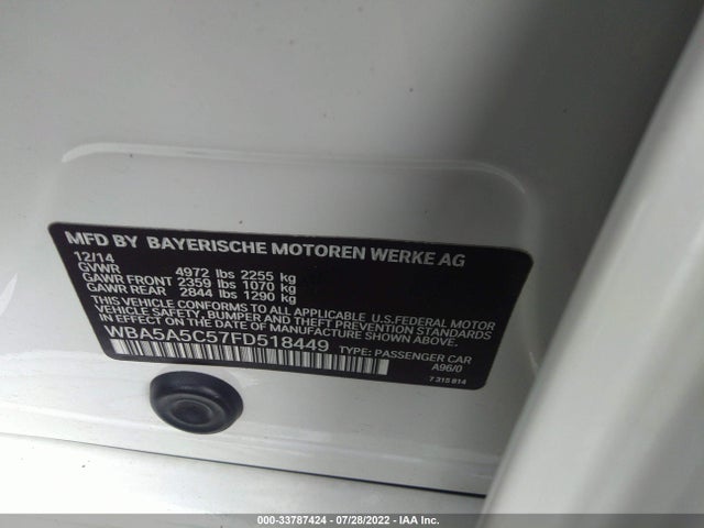 BMW 5 Series 528i 2015 WBA5A5C57FD518449 Image 9