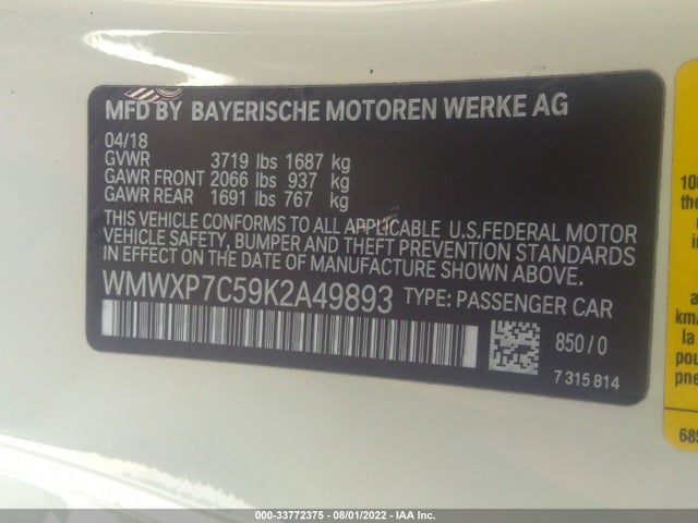 2019 Mini Cooper, VIN: WMWXP7C59K2A49893
