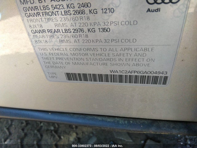WA1C2AFP6GA004943 Audi Q5 PREMIUM