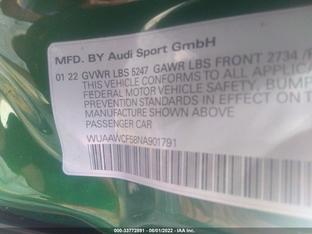 2022 Audi RS 5, VIN: WUAAWCF58NA901791