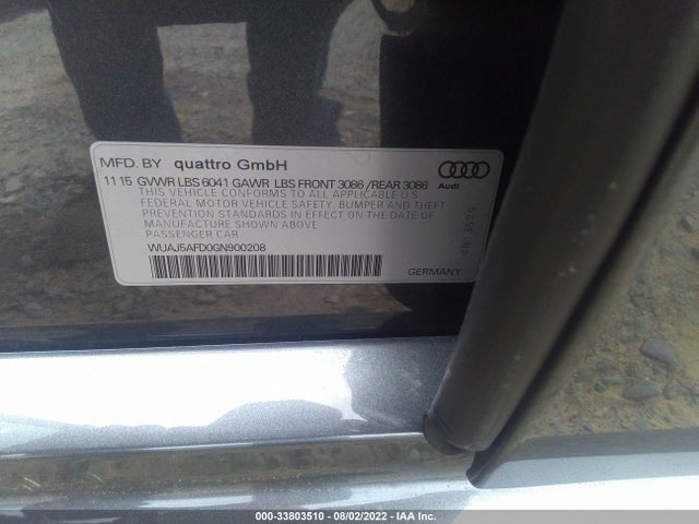 2016 Audi S8, VIN: WUAJ5AFD0GN900208
