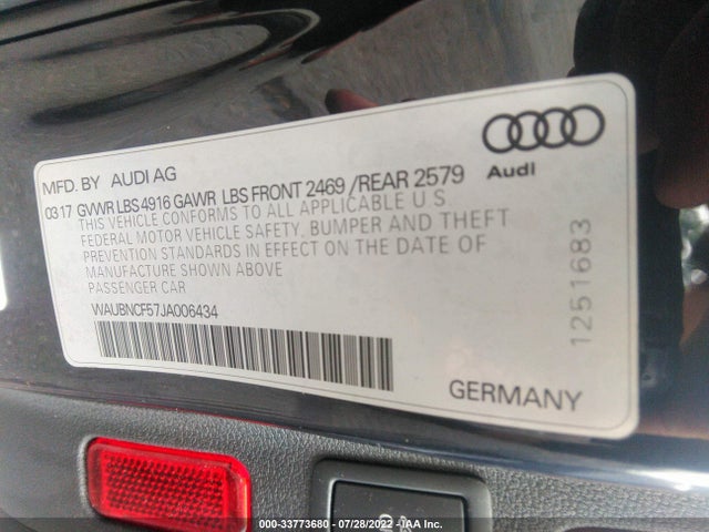 2018 Audi A5, VIN: WAUBNCF57JA006434