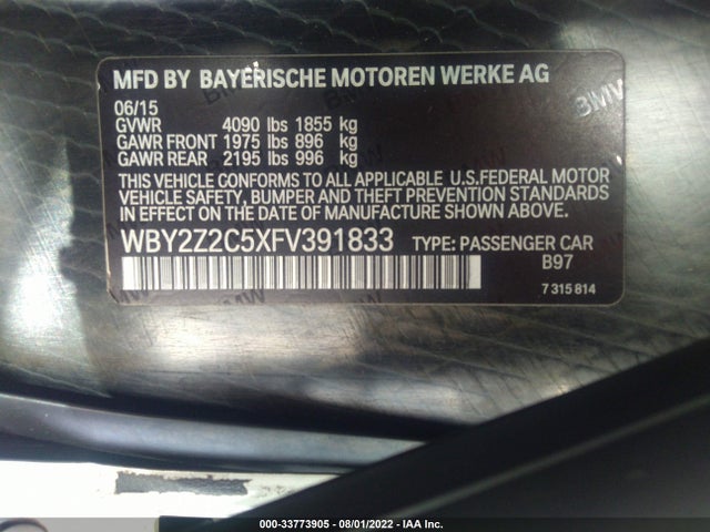 2015 BMW i8, VIN: WBY2Z2C5XFV391833