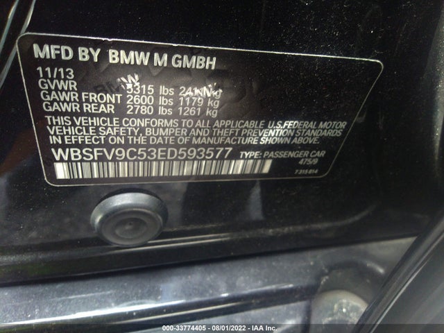 2014 BMW M5, VIN: WBSFV9C53ED593577