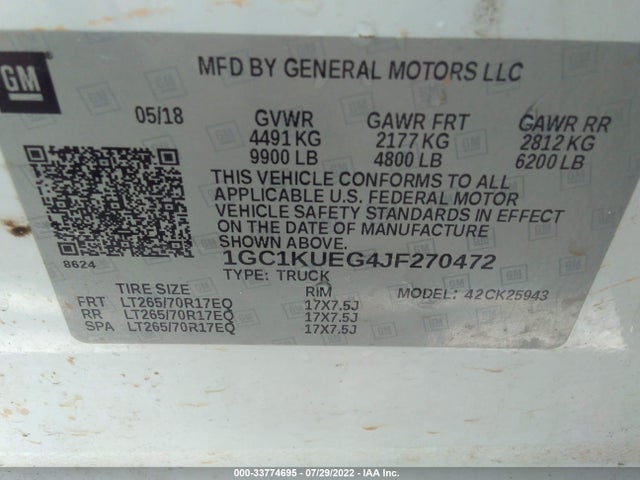 Chevrolet Silverado 2500hd Wt 2018 1GC1KUEG4JF270472 Image 9