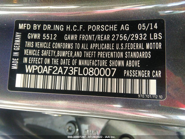 2015 Porsche Panamera, VIN: WP0AF2A73FL080007