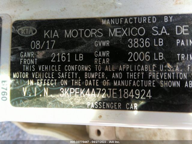 3KPFK4A72JE184924 KIA FORTE LX