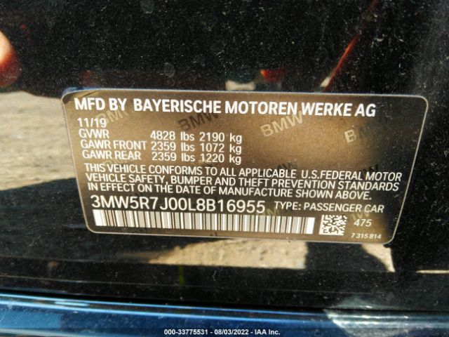 3MW5R7J00L8B16955 BMW 3 Series 330i Xdrive