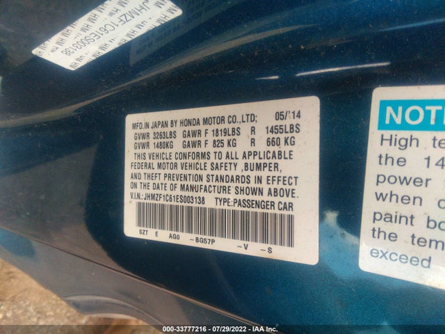 2014 Honda CR-Z, VIN: JHMZF1C61ES003138