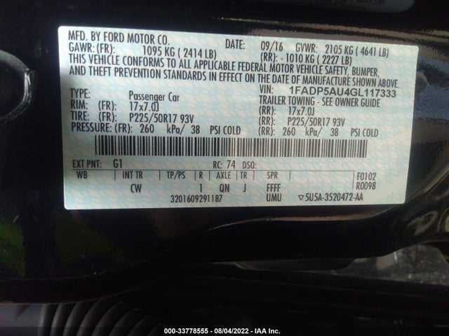 2016 Ford C-Max, VIN: 1FADP5AU4GL117333