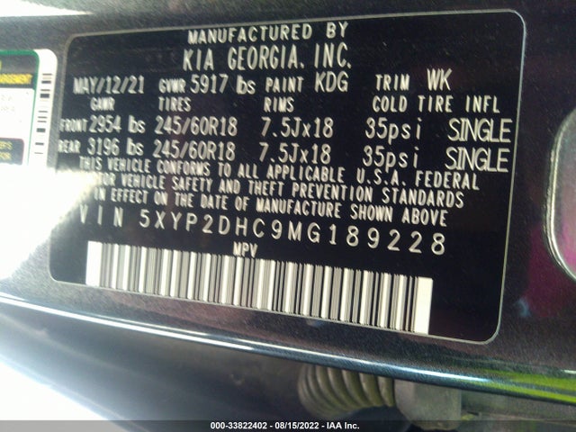 2021 Kia Telluride, VIN: 5XYP2DHC9MG189228