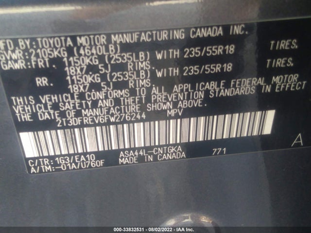 Toyota Rav4 Limited 2015 2T3DFREV6FW276244 Image 9