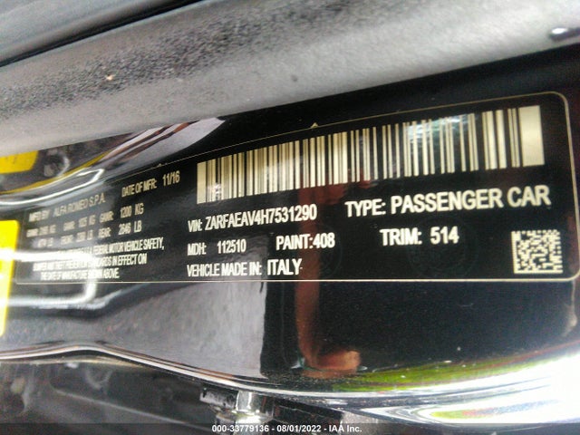ZARFAEAV4H7531290 Alfa Romeo GIULIA QUADRIFOGLIO