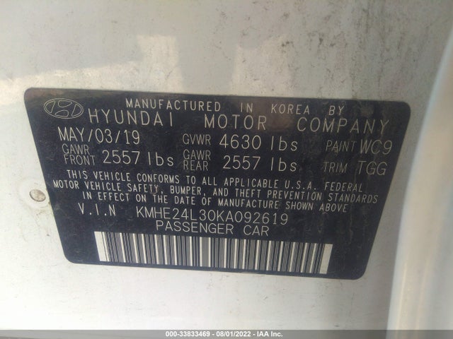 2019 Hyundai Sonata, VIN: KMHE24L30KA092619