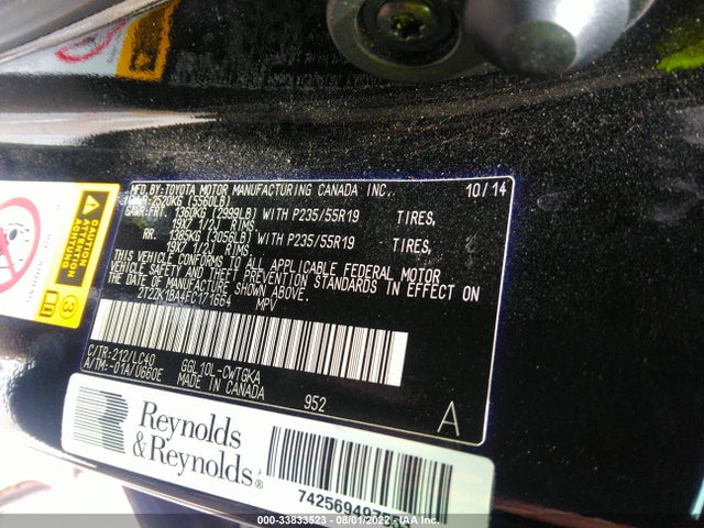 2015 LEXUS RX 350 VIN: 2T2ZK1BA4FC171664