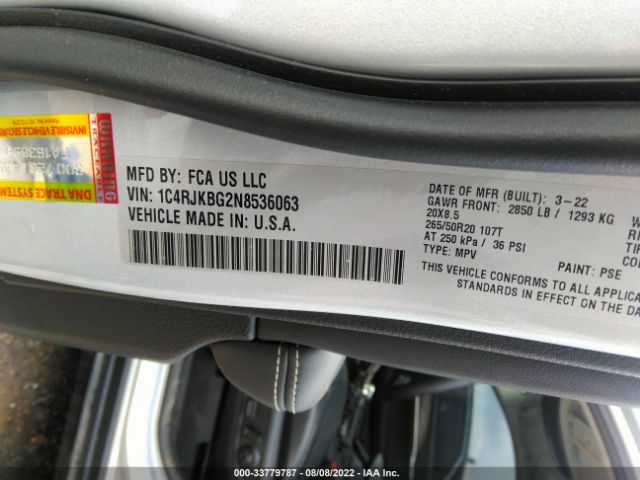 1C4RJKBG2N8536063 Jeep Grand Cherokee L Limited