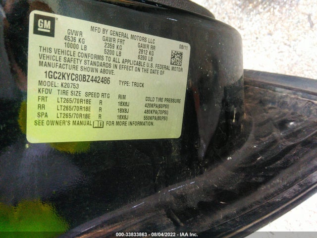 2011 CHEVROLET SILVERADO 2500HD LTZ VIN: 1GC2KYC80BZ442486