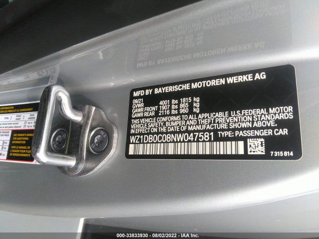 2022 Toyota Supra, VIN: WZ1DB0C08NW047581