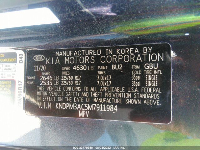 KNDPM3AC5M7911984 KIA Sportage Lx