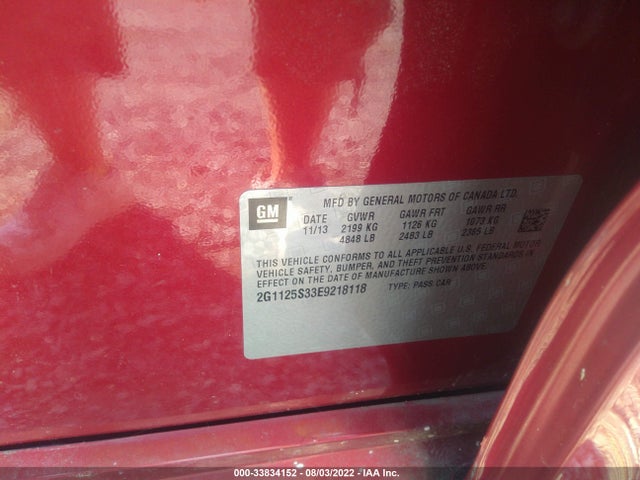 Chevrolet IMPALA LT 2014 2G1125S33E9218118 Image 9