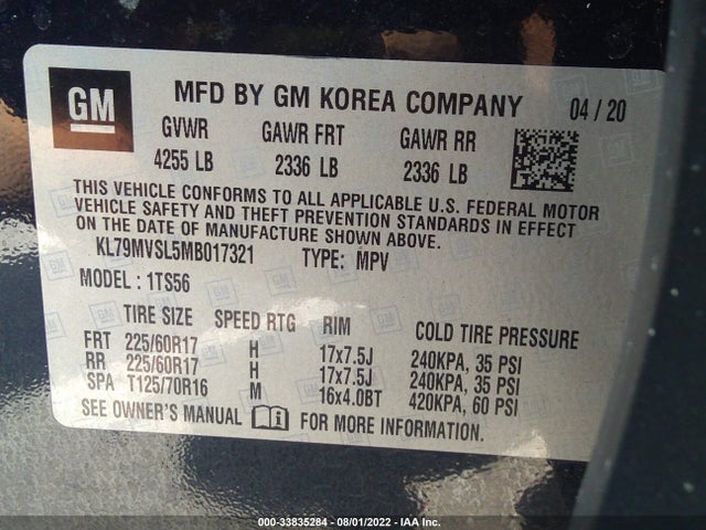 Chevrolet Trailblazer Activ 2021 KL79MVSL5MB017321 Image 9