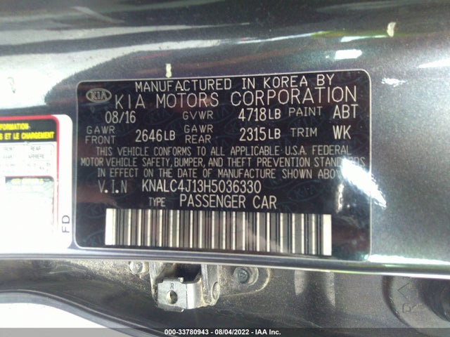 2017 Kia Cadenza, VIN: KNALC4J13H5036330
