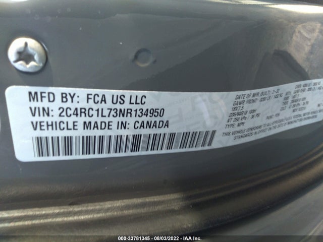 2022 Chrysler Pacifica Hybrid, VIN: 2C4RC1L73NR134950