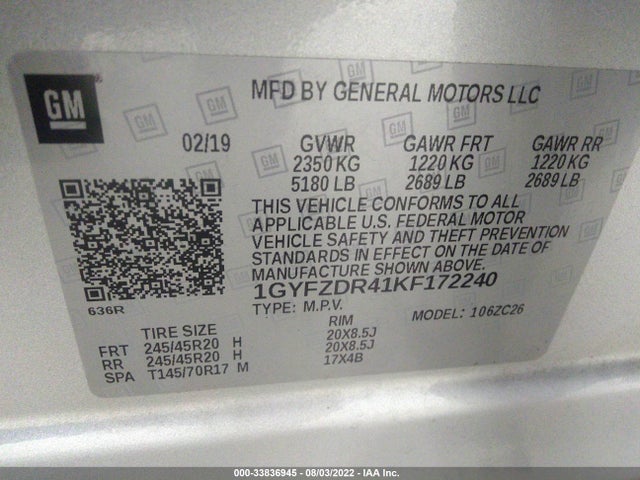 2019 Cadillac XT4, VIN: 1GYFZDR41KF172240