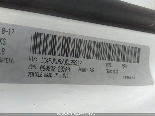 2018 Jeep Cherokee, VIN: 1C4PJMDBXJD525317