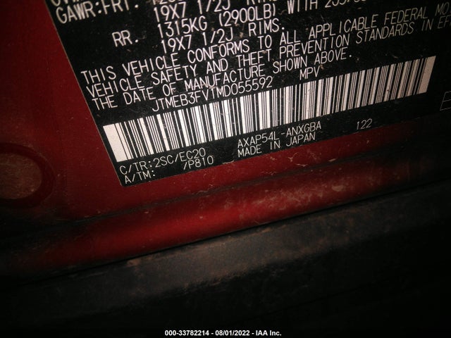 2021 Toyota RAV4, VIN: JTMEB3FV1MD055592