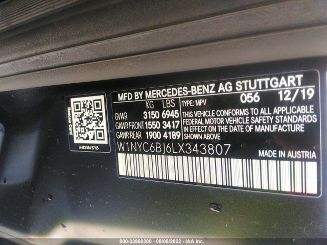 2020 Mercedes-Benz G-Class, VIN: W1NYC6BJ6LX343807