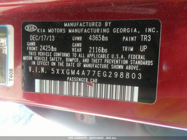 5XXGM4A77EG298803 KIA Optima Lx