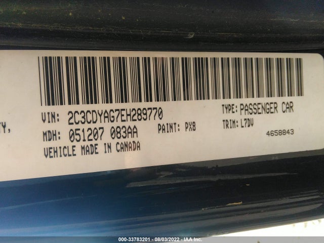 2014 DODGE CHALLENGER SXT VIN: 2C3CDYAG7EH289770