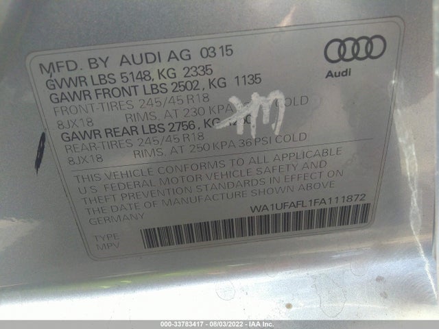 2015 Audi A6, VIN: WA1UFAFL1FA111872