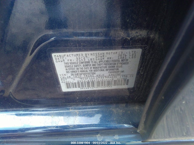 Nissan SENTRA S 2019 3N1AB7APXKY457994 Image 10