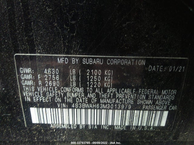 2021 Subaru Legacy, VIN: 4S3BWAH63M3013979