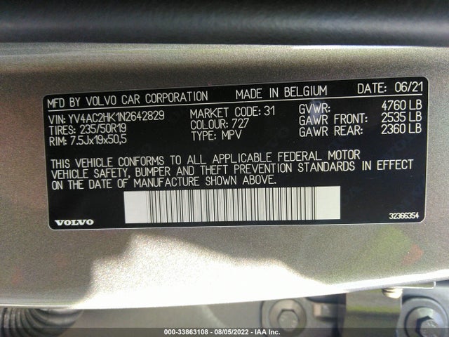 2022 Volvo XC40, VIN: YV4AC2HK1N2642829