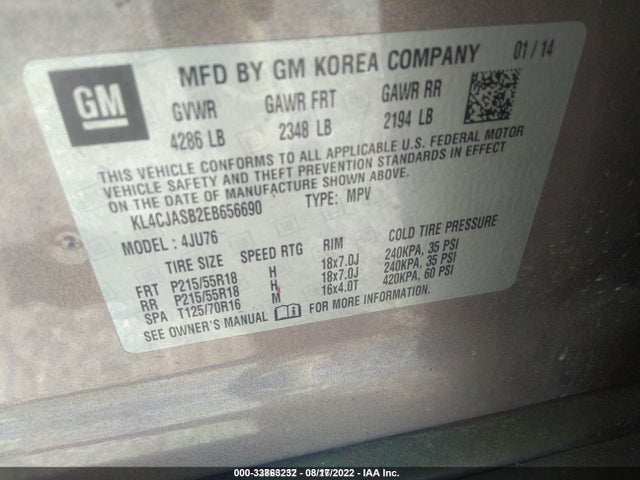 KL4CJASB2EB656690 Buick Encore