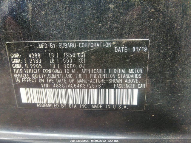 2019 Subaru Impreza, VIN: 4S3GTAC64K3725761