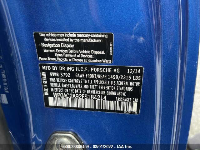 2015 Porsche 911, VIN: WP0AC2A92FS184214