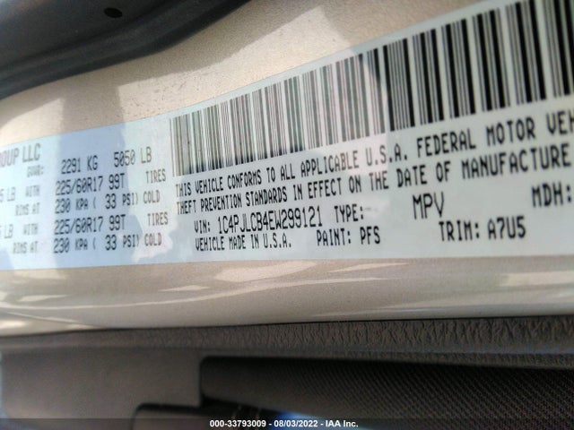 1C4PJLCB4EW299121 Jeep Cherokee Latitude