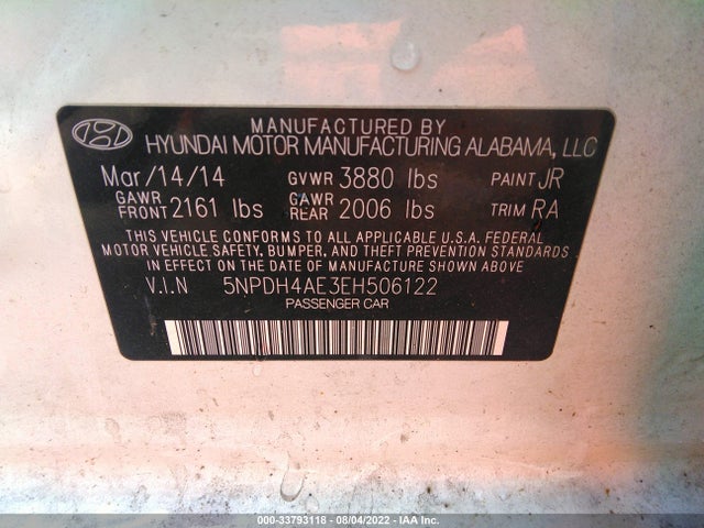 Hyundai ELANTRA SE 2014 5NPDH4AE3EH506122 Image 9