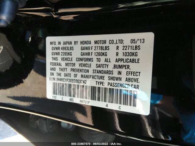 2014 Acura RLX, VIN: JH4KC1F3XEC003242