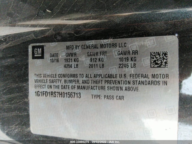 Chevrolet Camaro 2lt 2017 1G1FD1RS7H0156713 Image 9