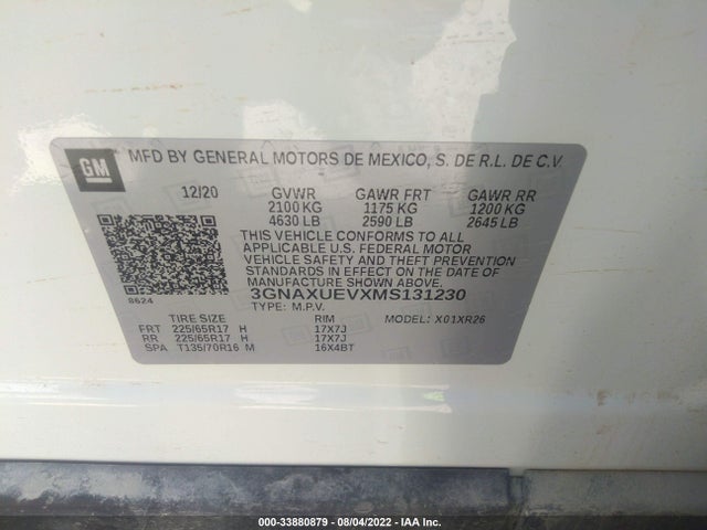 Chevrolet EQUINOX LT 2021 3GNAXUEVXMS131230 Image 9
