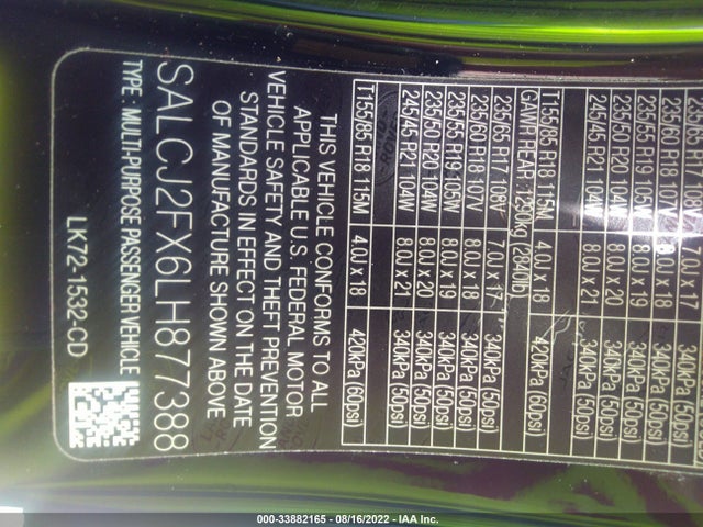 2020 Land Rover Discovery, VIN: SALCJ2FX6LH877388