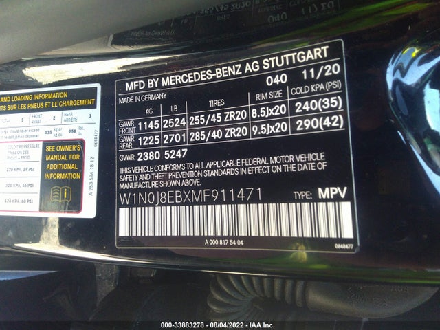 2021 Mercedes-Benz GLC-Class Coupe, VIN: W1N0J8EBXMF911471