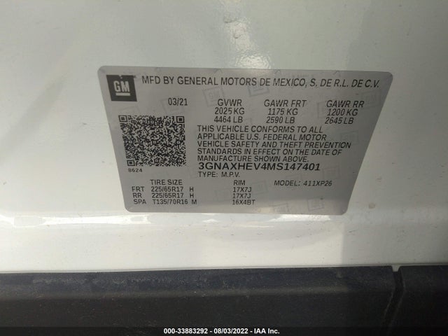 Chevrolet EQUINOX LS 2021 3GNAXHEV4MS147401 Image 9